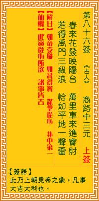 观音灵签第86签抽签解签